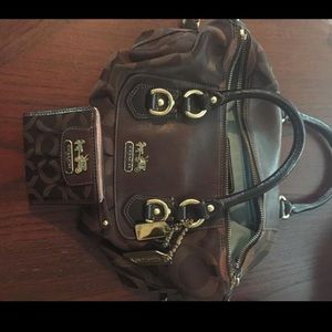 Brown coach bag and wallet